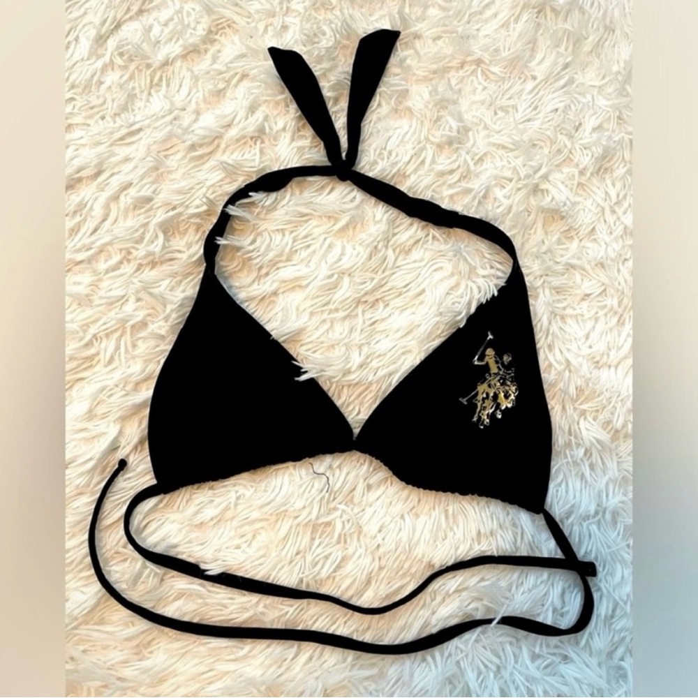 U.S. Polo Assn. Triangle Bikini Top. Black. Size S